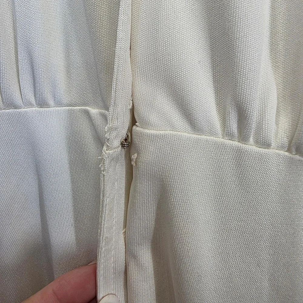 Neiman Marcus vintage Maxi Dress Long Sleeve Button Front‎ Collared White xs/sm - Picture 9 of 11